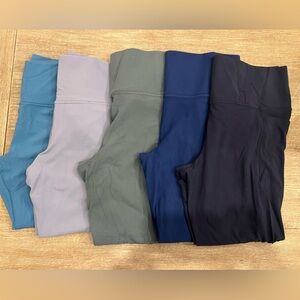 Lot of 5 Sz L Athleta Leggings in Great Condition. Blues and Greens